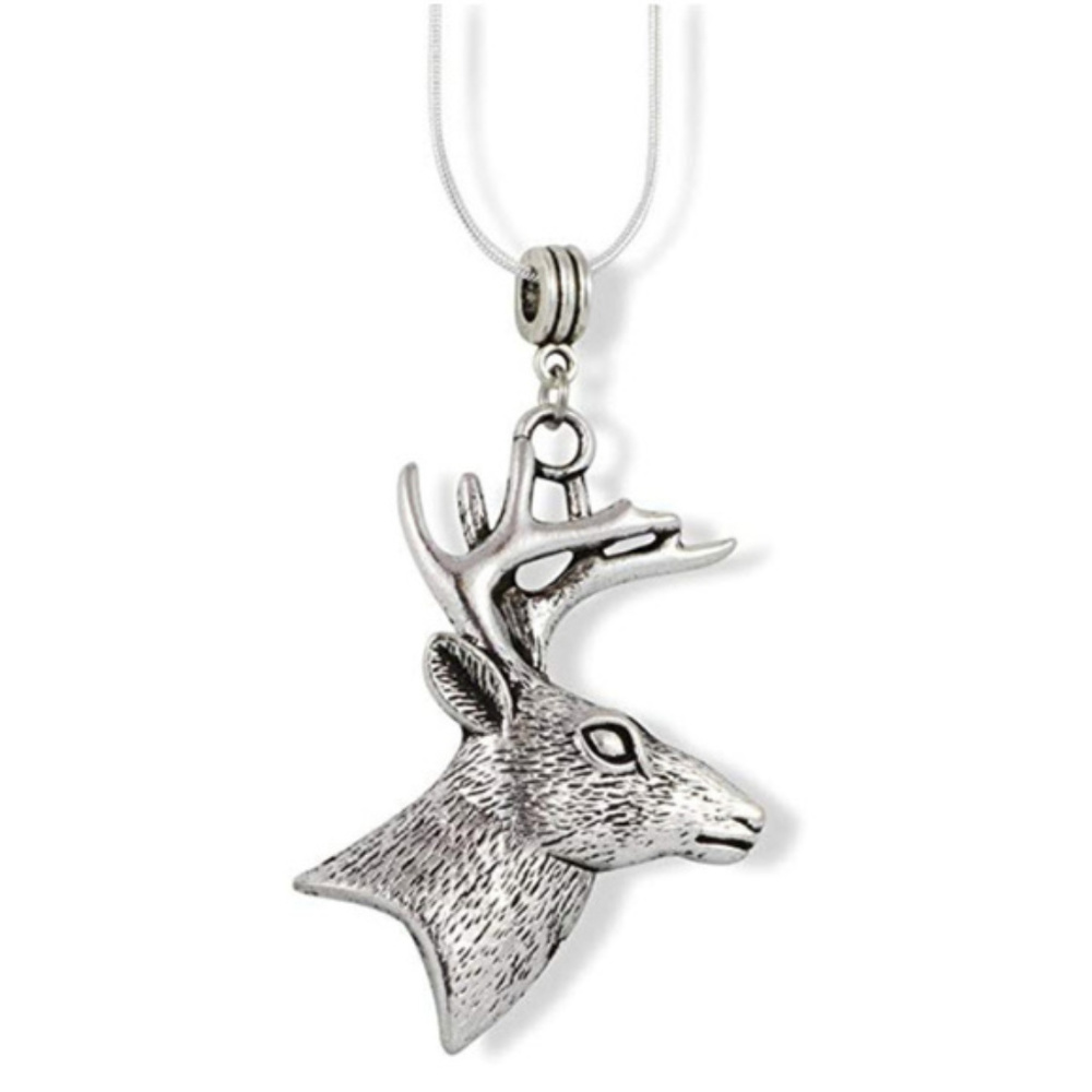 Whitetail Deer Head with Antlers necklace